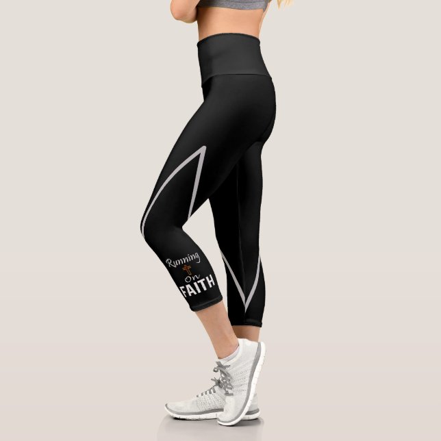 Leggings Capri Courir sur le coureur de la foi (Gauche)