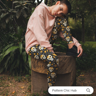 Leggings Capri Crâne à sucre élégant Floral Sports Décontractés Y