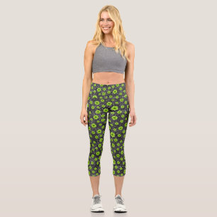 Leggings Capri Crânes verts et séries de tournesols 7 