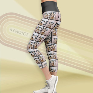 Leggings Capri Créer un collage de photos personnalisé avec 4 pho