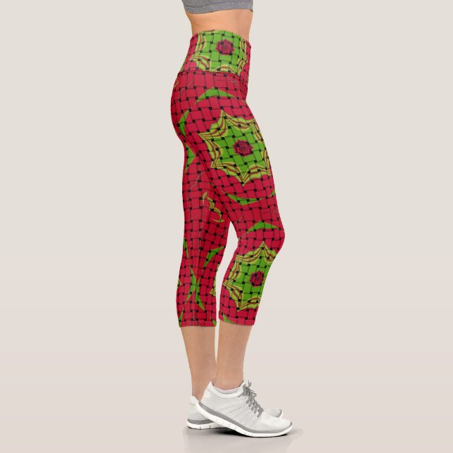 Leggings Capri Créez votre propre art imprimé africain tissé Flor (Droite)