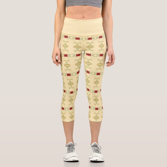 Leggings Capri Crème Avec Motif Floral (Recto)