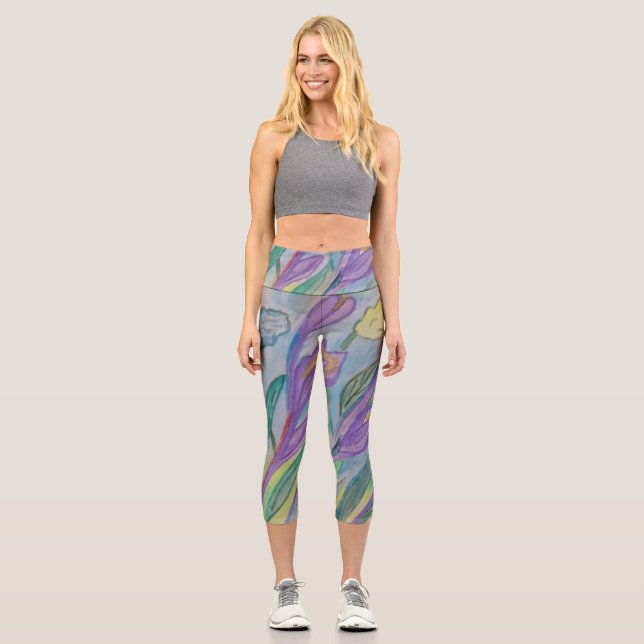 Leggings Capri Crocus de printemps Abstrait (Recto)