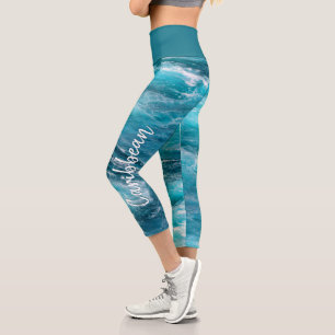 Leggings Capri Croisière des Caraïbes tropicales Turquoise 