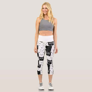Leggings Capri Cute Amoureux des chats noir et blanc Kitten