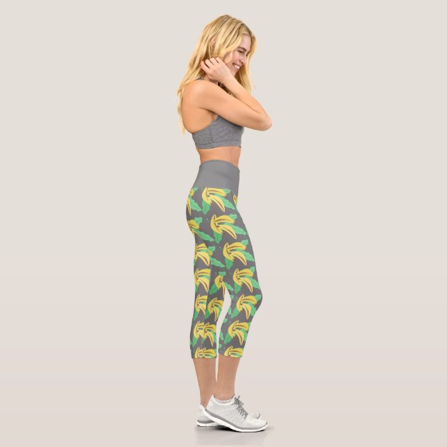 Leggings Capri Cute Banana Jaune au Feuillage Gris (Droite)