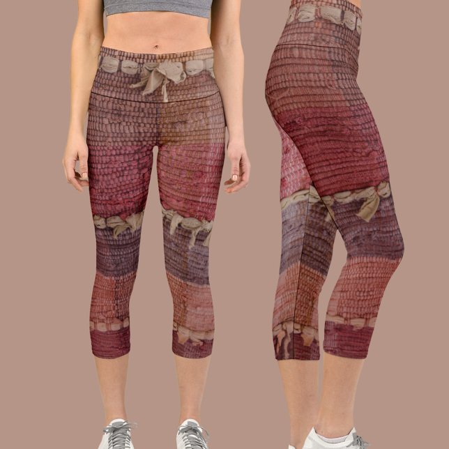 Leggings Capri Cute Boho Chic Rag Rug Multicolore (Créateur téléchargé)
