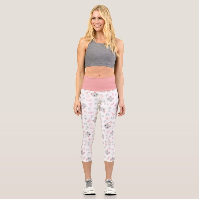 Leggings Capri Cute chat et os de poisson (Recto)