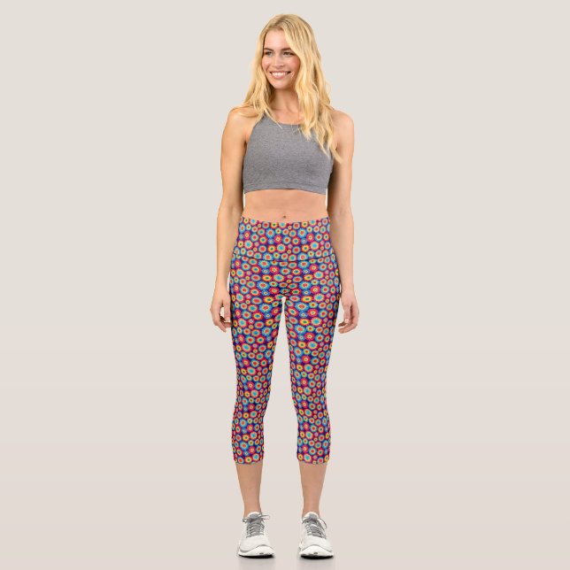 Leggings Capri Cute coloré abstrait soleils motifs plaque d'immat (Recto)