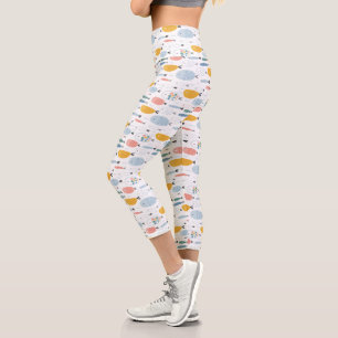 Leggings Capri Cute Doodle École de Motif de poisson