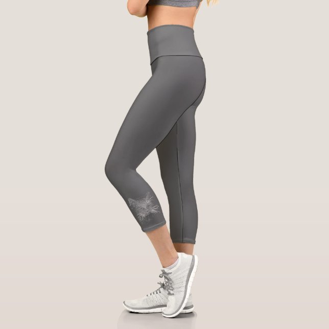 Leggings Capri Cute Funky Chat Kitten Eyes Visage Esquisse (Gauche)