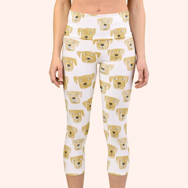 Leggings Capri Cute Golden Labrador Retriever Chien Motif (Fun Golden Labrador Retriever Dog capri leggings yoga pants)