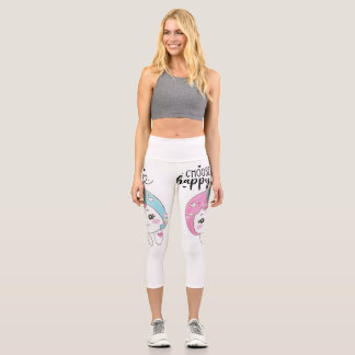 Leggings Capri Cute Kawaii “Choose Happy” – Adorable Posi