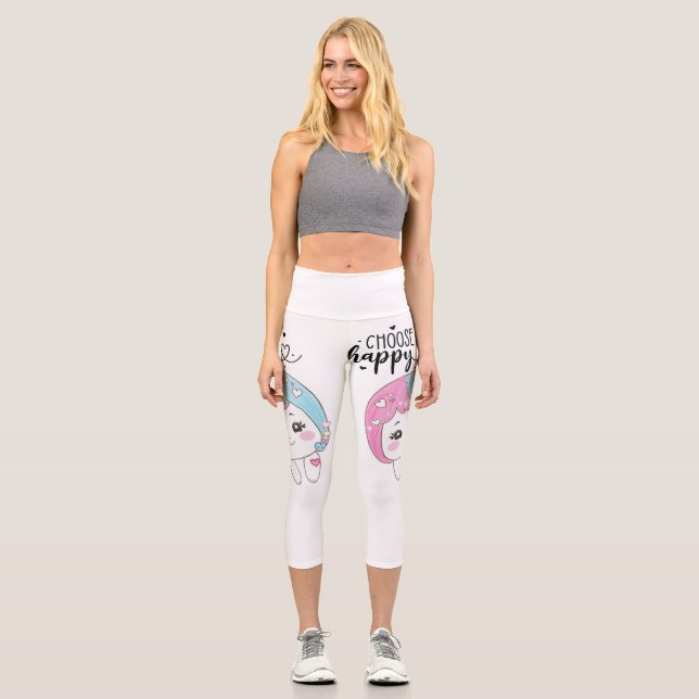 Leggings Capri Cute Kawaii “Choose Happy”  – Adorable Posi (Recto)