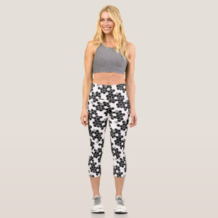Leggings Capri Cute noir blanc hex données motif cravate