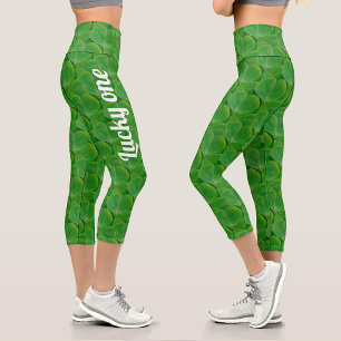 Leggings Capri Cute Patricks Day Vert Irlandais Lucky Clover Moti