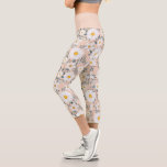 Leggings Capri Cute Pêche Et Blanc Fleur Faisée<br><div class="desc">Cute Pêche Et Blanc Floral Daisy Capri Leggings</div>