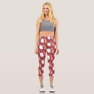 Leggings Capri Cute sushi riz crevettes amis dessin animé