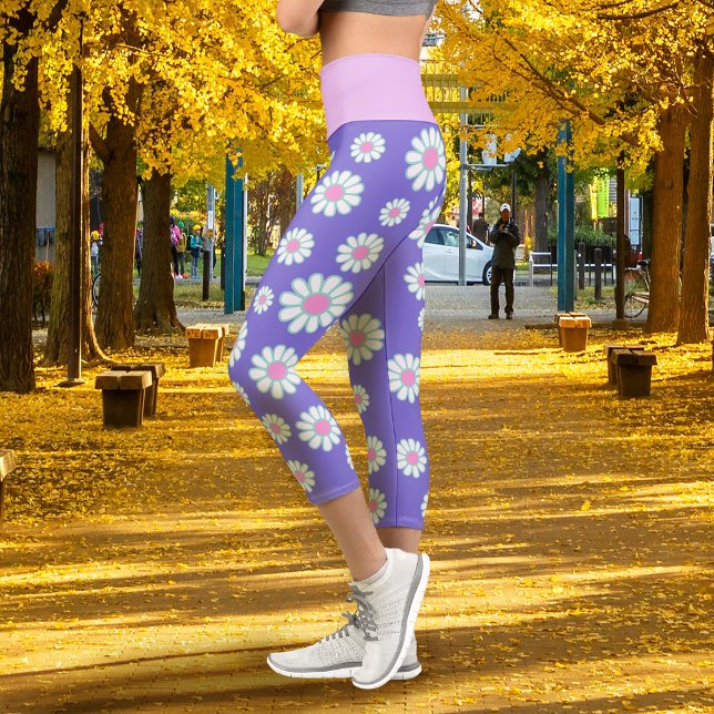 Leggings Capri Daisy Simple Violet (Daisy Simple Purple Capri Leggings)