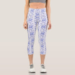 Leggings Capri Dala Horse Motif suédois Indigo bleu et blanc<br><div class="desc">Motif Dala ou Dalecarlian Horse en bleu indigo et blanc. Design de style folklorique suédois.</div>