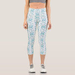 Leggings Capri Dala Horse suédois Turquoise et Motif blanc<br><div class="desc">Motif Dala ou Dalecarlian Horse en vert turquoise et blanc. Design de style folklorique suédois.</div>