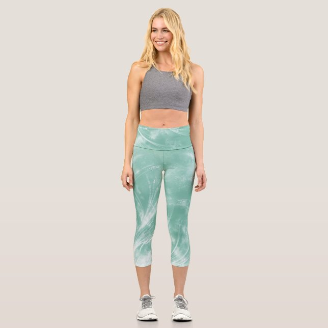 Leggings Capri Dandelions Abstraits et lucioles Vert (Recto)