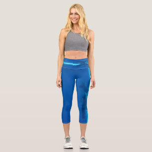 Leggings Capri Dauphins et océan bleu, turquoise et aqua, eau