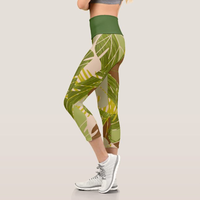 Leggings Capri de feuillage de feuille de jungle t (Gauche)