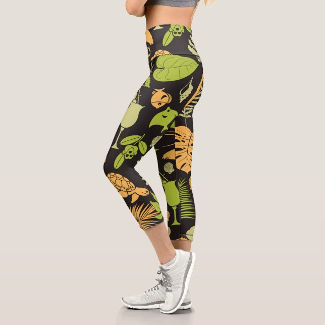 Leggings Capri De mignons éléments tropicaux (Gauche)