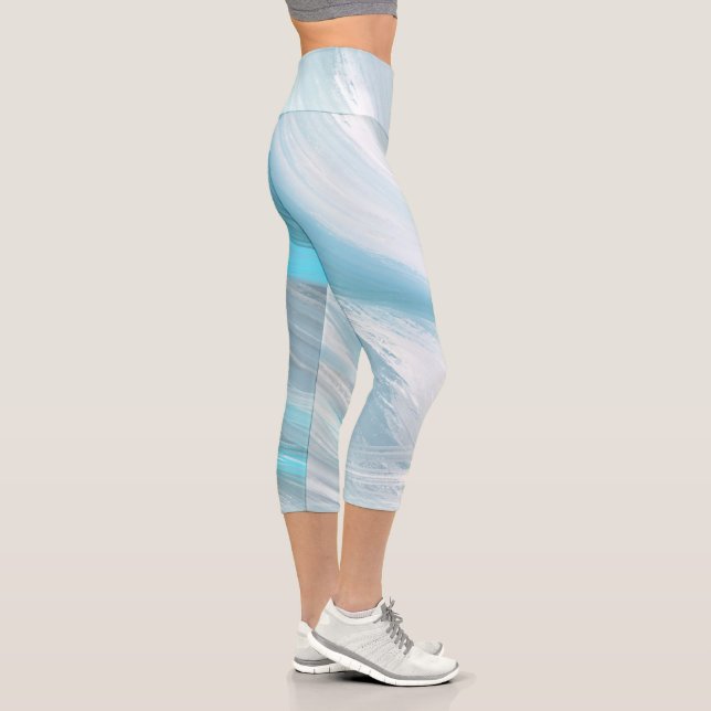 Leggings Capri décoration moderne et moche bleue (Droite)