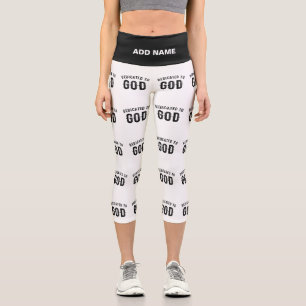 LEGGINGS CAPRI DÉDIÉ À DIEU COOL PERSONNALISABLE NOIR TEXTE
