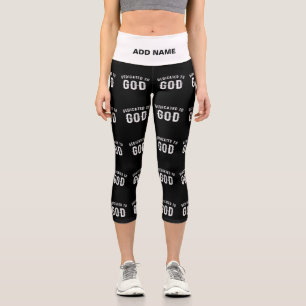LEGGINGS CAPRI DÉDIÉ À DIEU PERSONNALISABLE COOL TEXTE BLANC