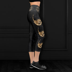 Leggings Capri Déesse du Zodiaque   Astrologie de Capricorne d'or