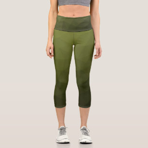 Leggings Capri Dégradé de vert olive de l'armée à motif géométriq