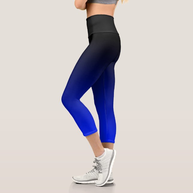 Leggings Capri Dégradé noir à cobalt Ombre bleu (Gauche)