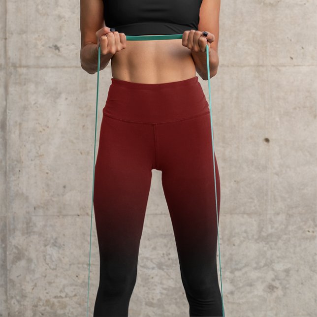 Leggings Capri Dégradé noir moderne et rouge foncé (Black and Dark Red Gradient Capri Leggings)