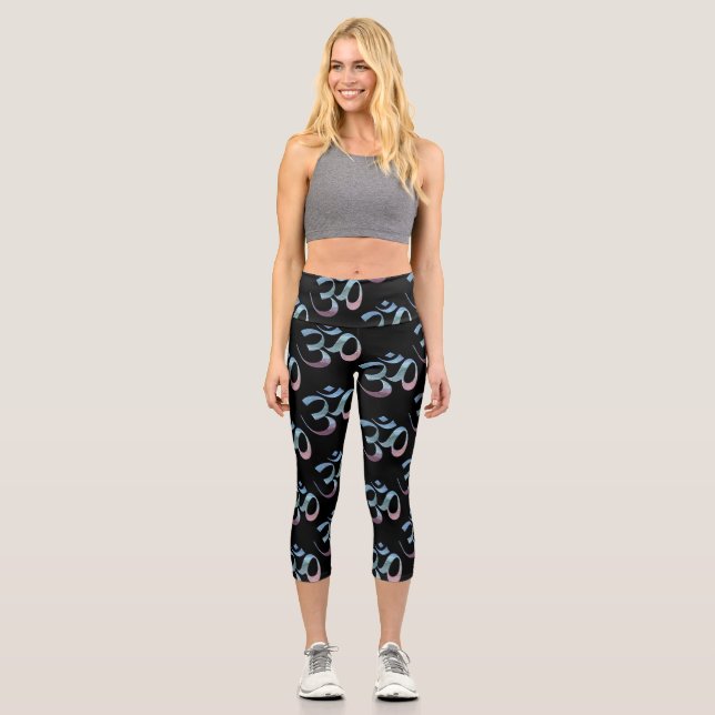Leggings Capri Dégradé Om Arrière-plan Noir Épars (Recto)