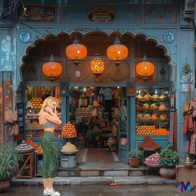 Leggings Capri Denim vert à la mode avec texte et logo personnali (Créateur téléchargé)