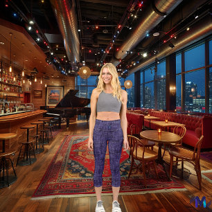 Leggings Capri Denim Violet et Noir : Personnalisez Logo & Texte