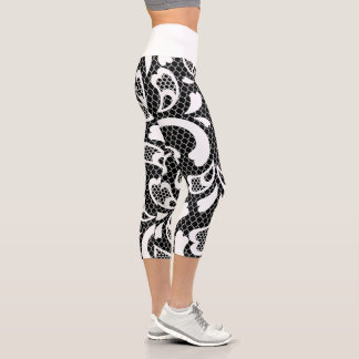 Leggings Capri Dentelle noire et blanche