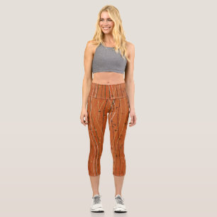 Leggings Capri Des rayures rouges ondulées : Art Abstrait japonai