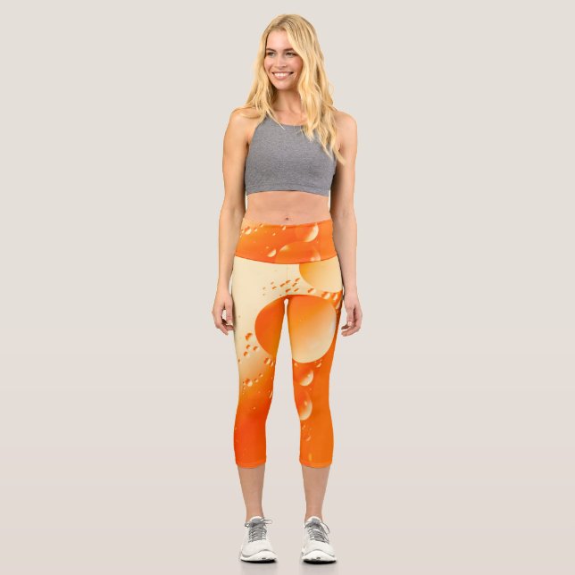 Leggings Capri Design abstrait circulaire couleur orange crémeuse (Recto)