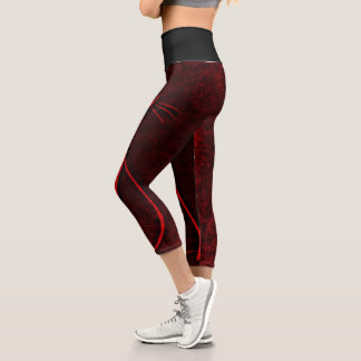 Leggings Capri Design Brown Noir Et Rouge