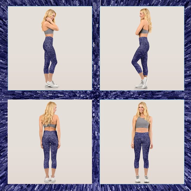 Leggings Capri Design moderne et chic en bleu foncé, effet paille (Créateur téléchargé)