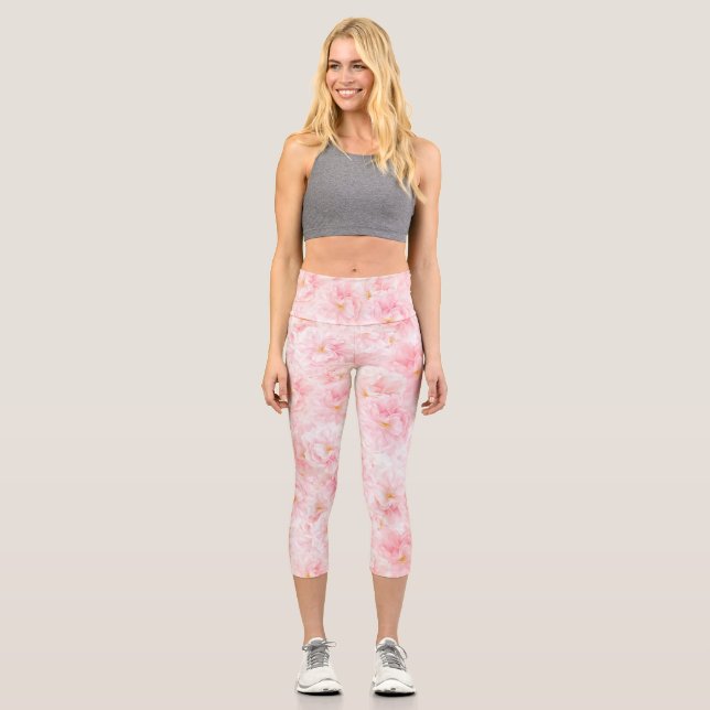 Leggings Capri Design Motif élégant en fleur de cerisier (Recto)