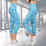 Leggings Capri Design rose opulent dans le turquoise<br><div class="desc">Ce joli hérissage capri présente un grand motif rose dans un magnifique turquoise ! Légumineuses capri chic et unique pour toutes les femmes.</div>