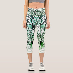 Leggings Capri Design tribal teinte verte