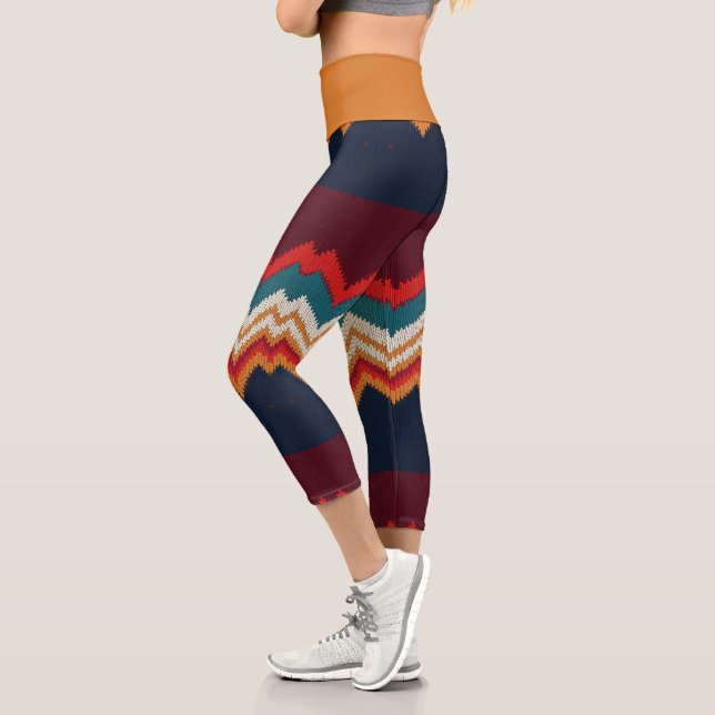 Leggings Capri dessin de chevron zigzag (Gauche)