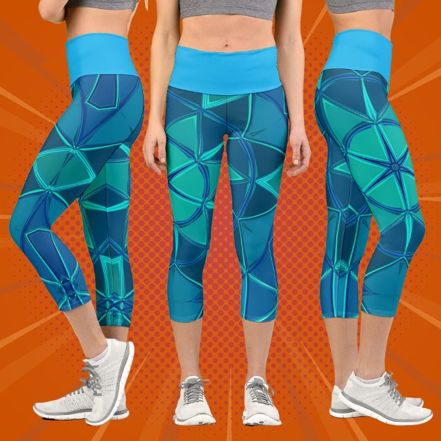 Leggings Capri Dessin Mandala Blue (Créateur téléchargé)