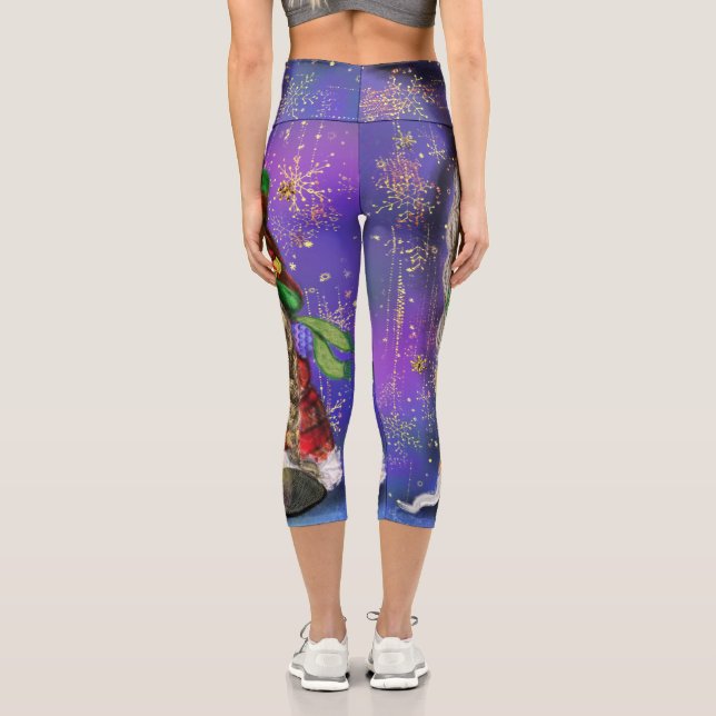 Leggings Capri Deux Gnomes chantent Bonne Chanson De Noël - Fun (Verso)
